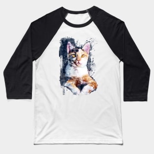 Tabby Cat Portrait Baseball T-Shirt